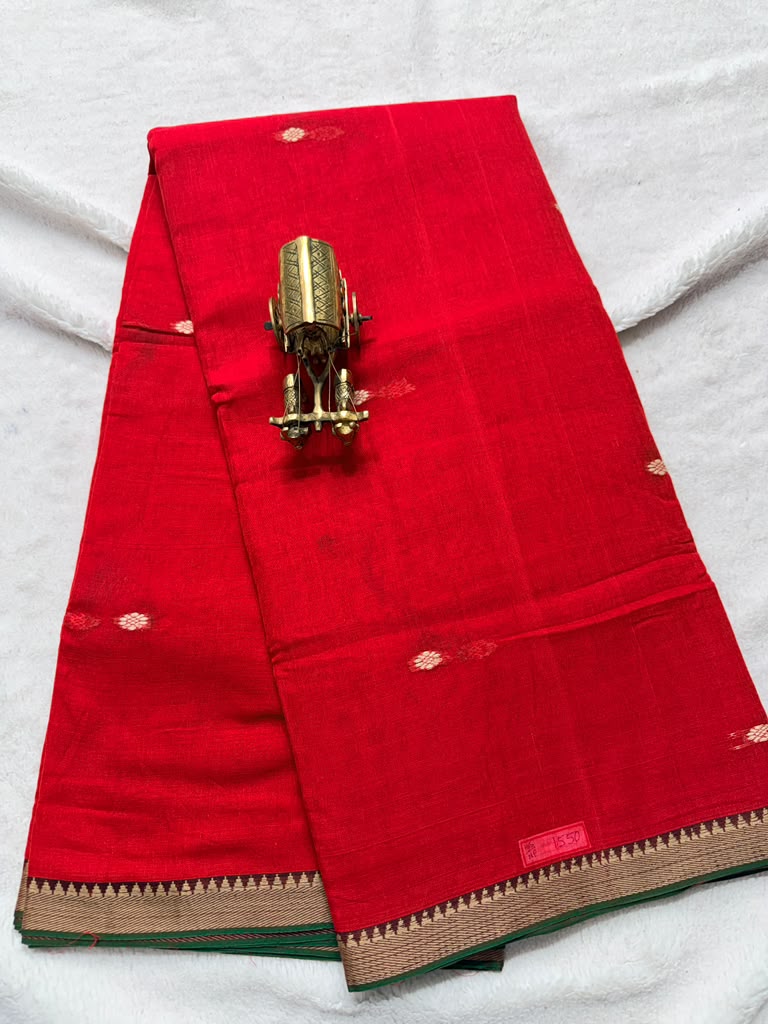 Pure NarayanaPet Cotton Small Border Sarees with Buti's
