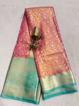 Premium Light Weight Semi Kanchi Pattu All over Brocade weaving Saree.