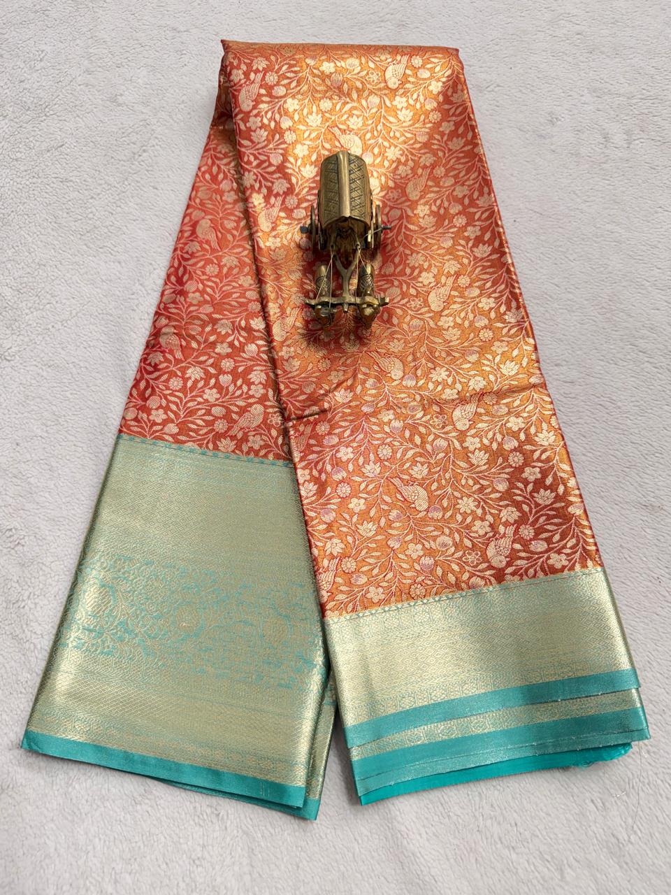 Premium Light Weight Semi Kanchi Pattu All over Brocade weaving Saree.