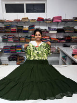 Georgette Kalamkari Frock Green