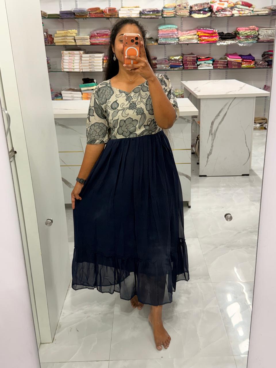 Georgette Kalamkari Frock