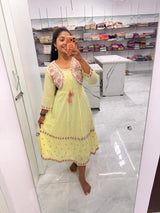 Cotton Embroidery Work Coat Style Frock