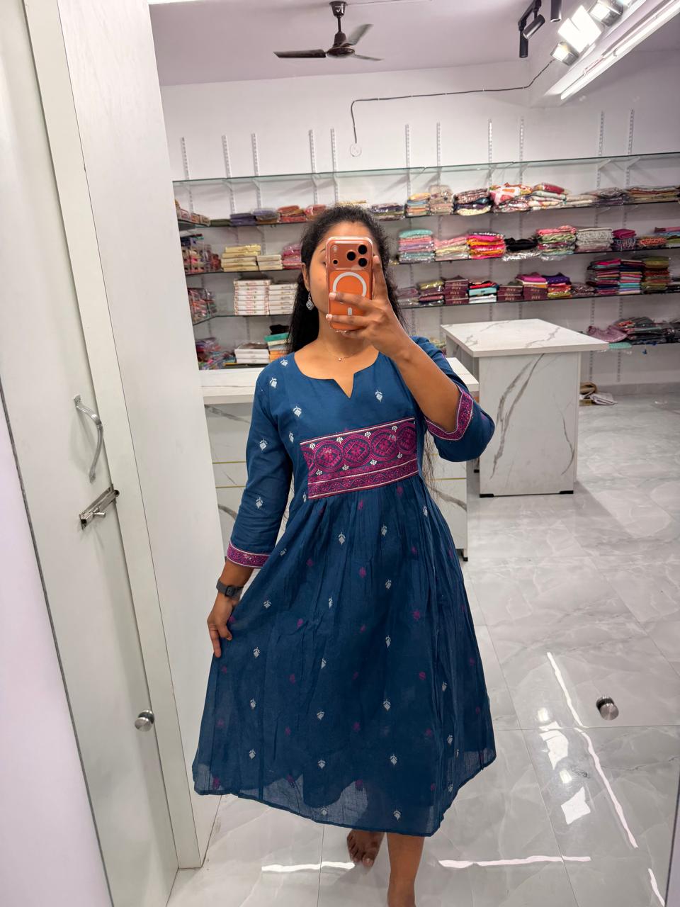 Cotton Embroidery Work Frock