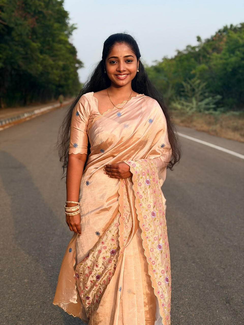 Mangalagiri Pattu Embroidery Work Saree
