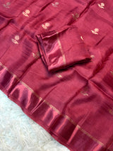 Crush Viscose Georgette Saree with Satin Border - SogaSaree Handlooms