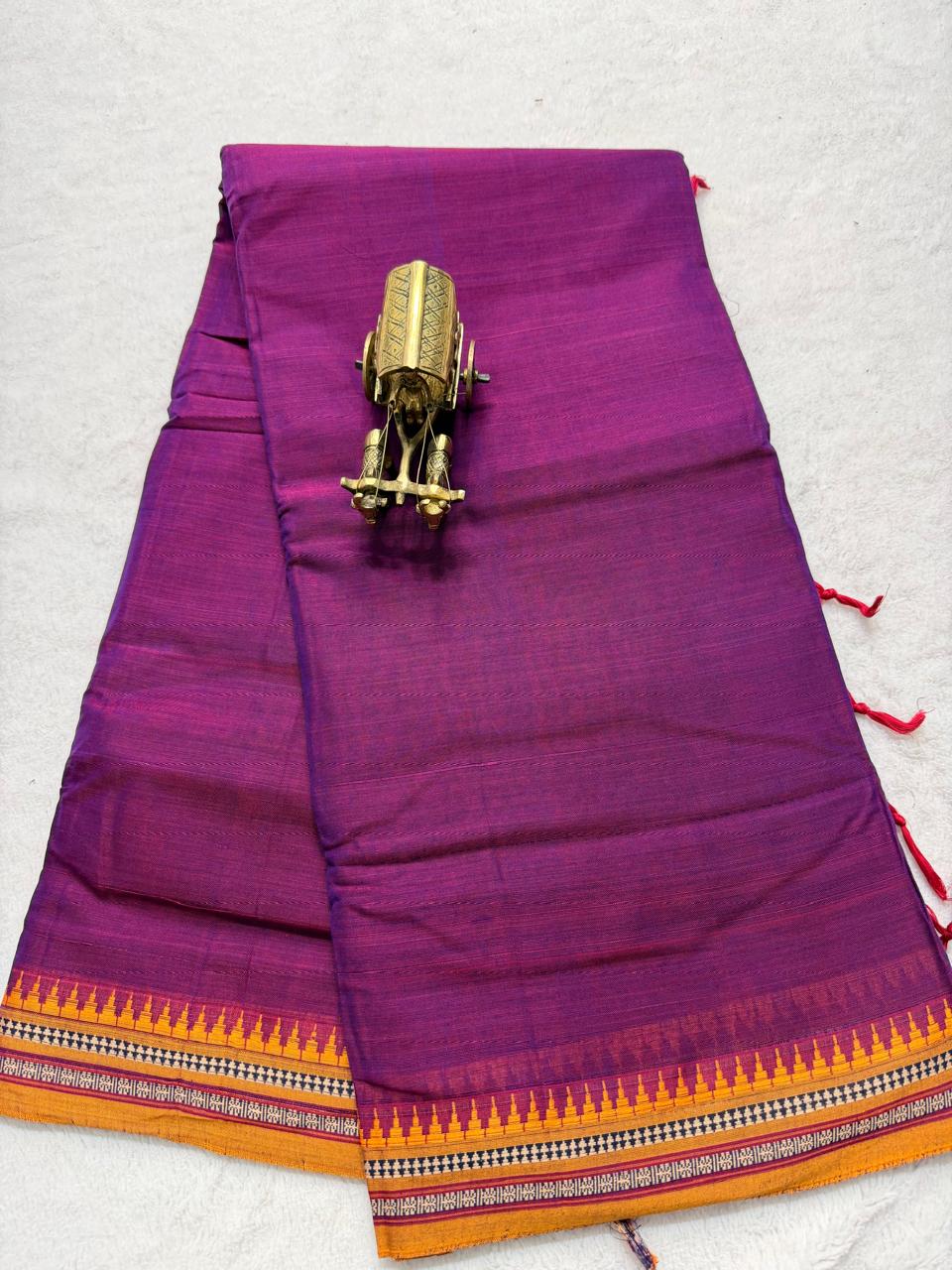 Pure NarayanaPet Cotton Plain Sarees with Small Borders